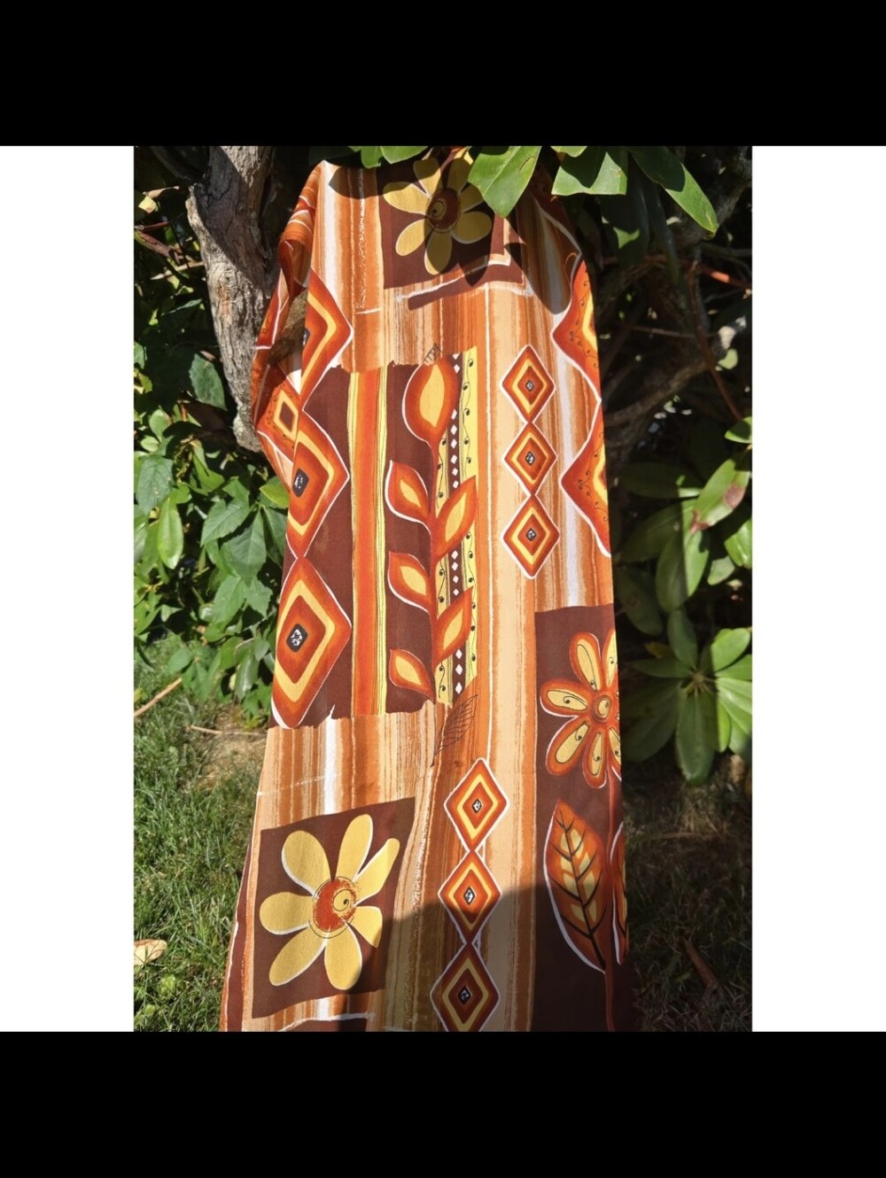 Vintage Autumn Harvest Long Striped Silk Scarf 53" x 11" Retro Neck Wrap
